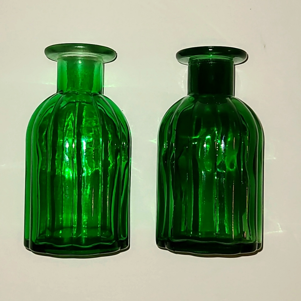 Pier 1 Green ribbed glass vase-candle holder